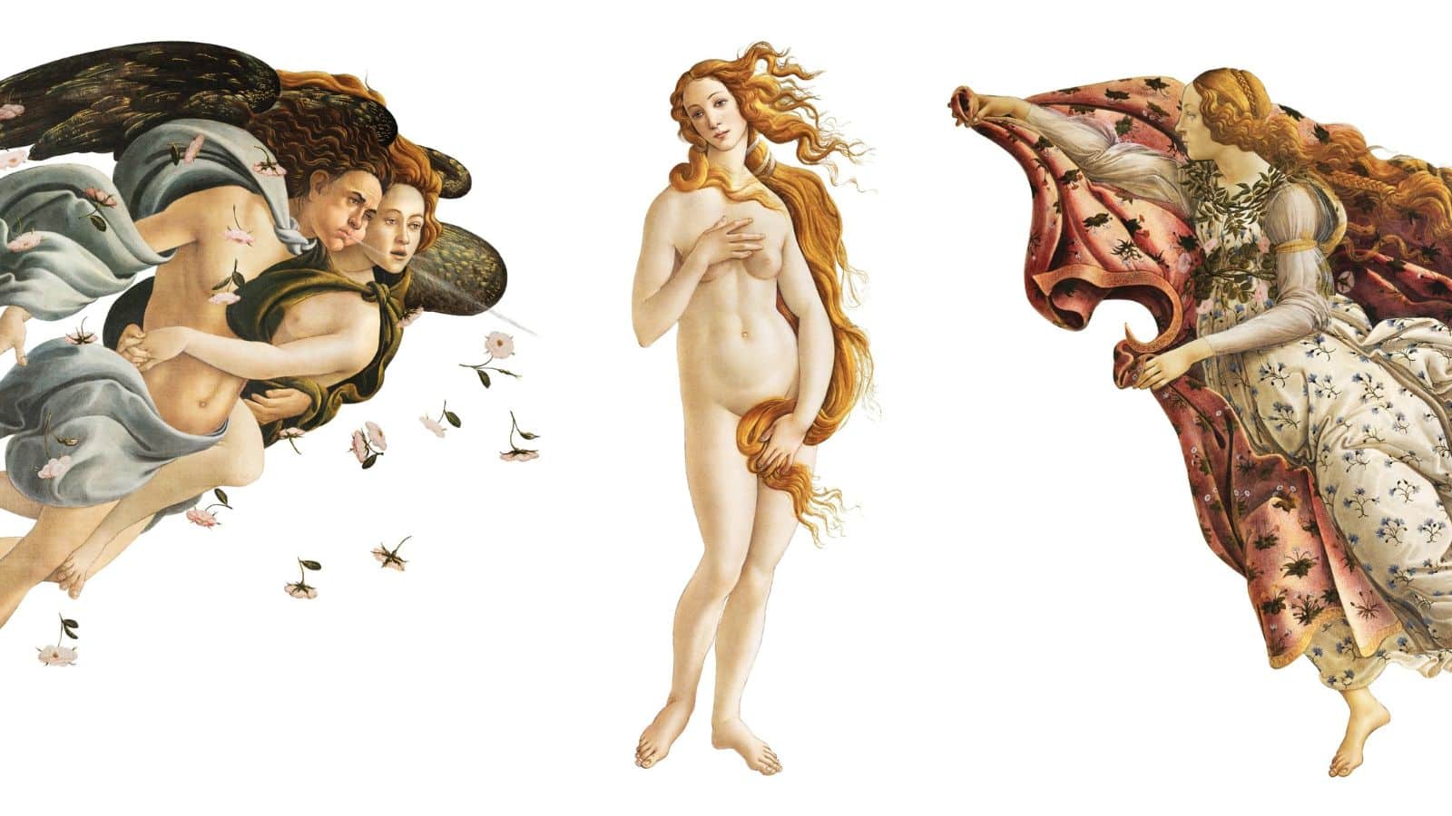 Isolated figures from famous Renaissance paintings.