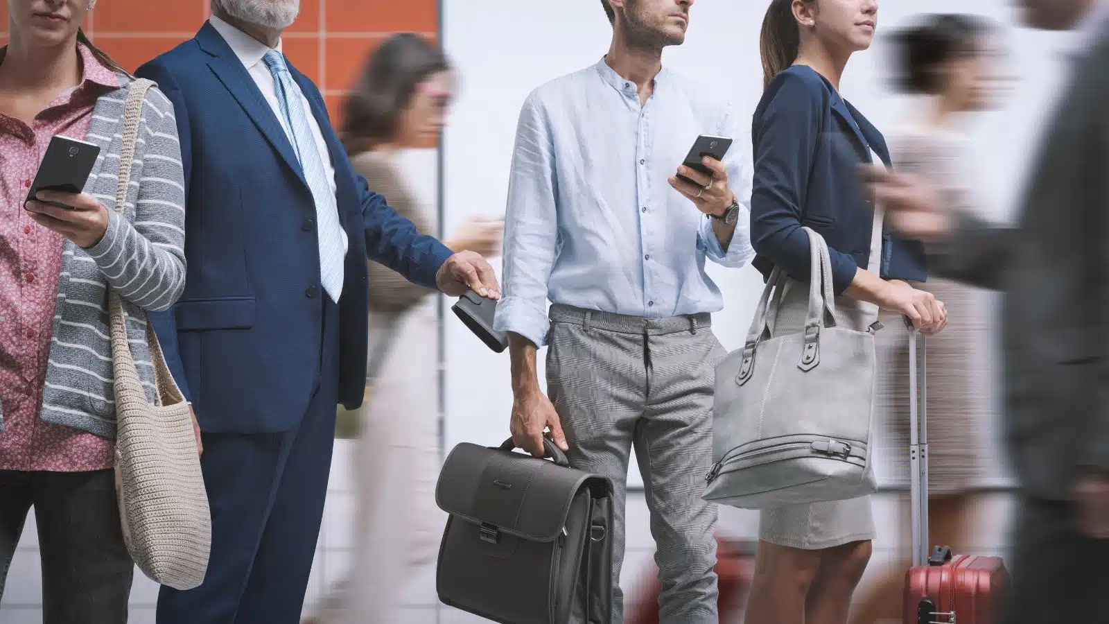 A pickpocket steals a wallet on a crowded platform.
