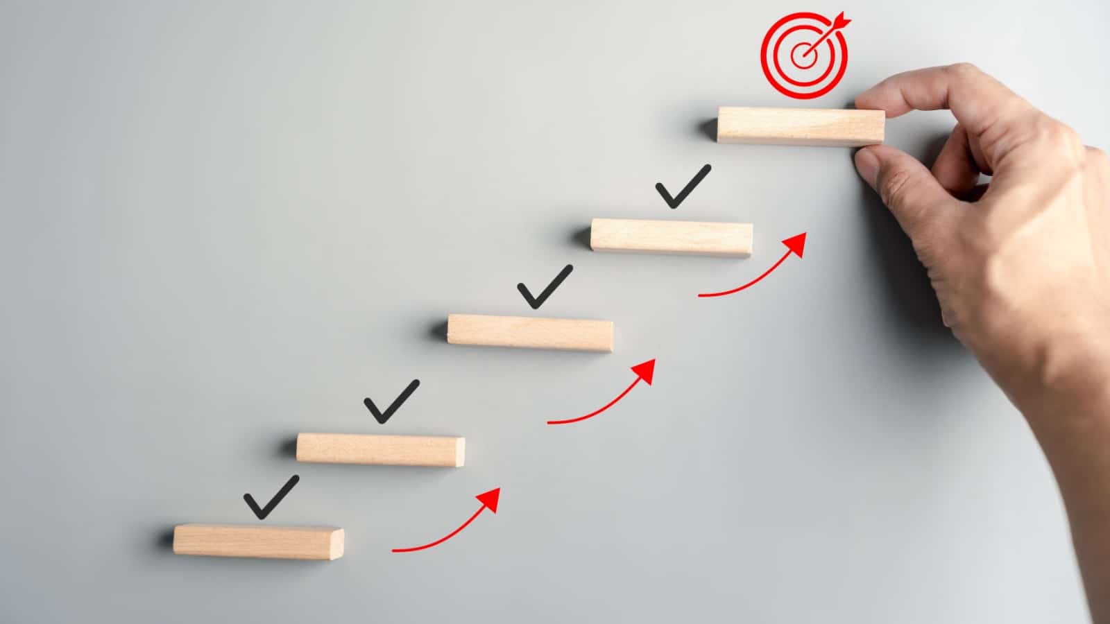 Concept art of taking small steps to reach your goals.