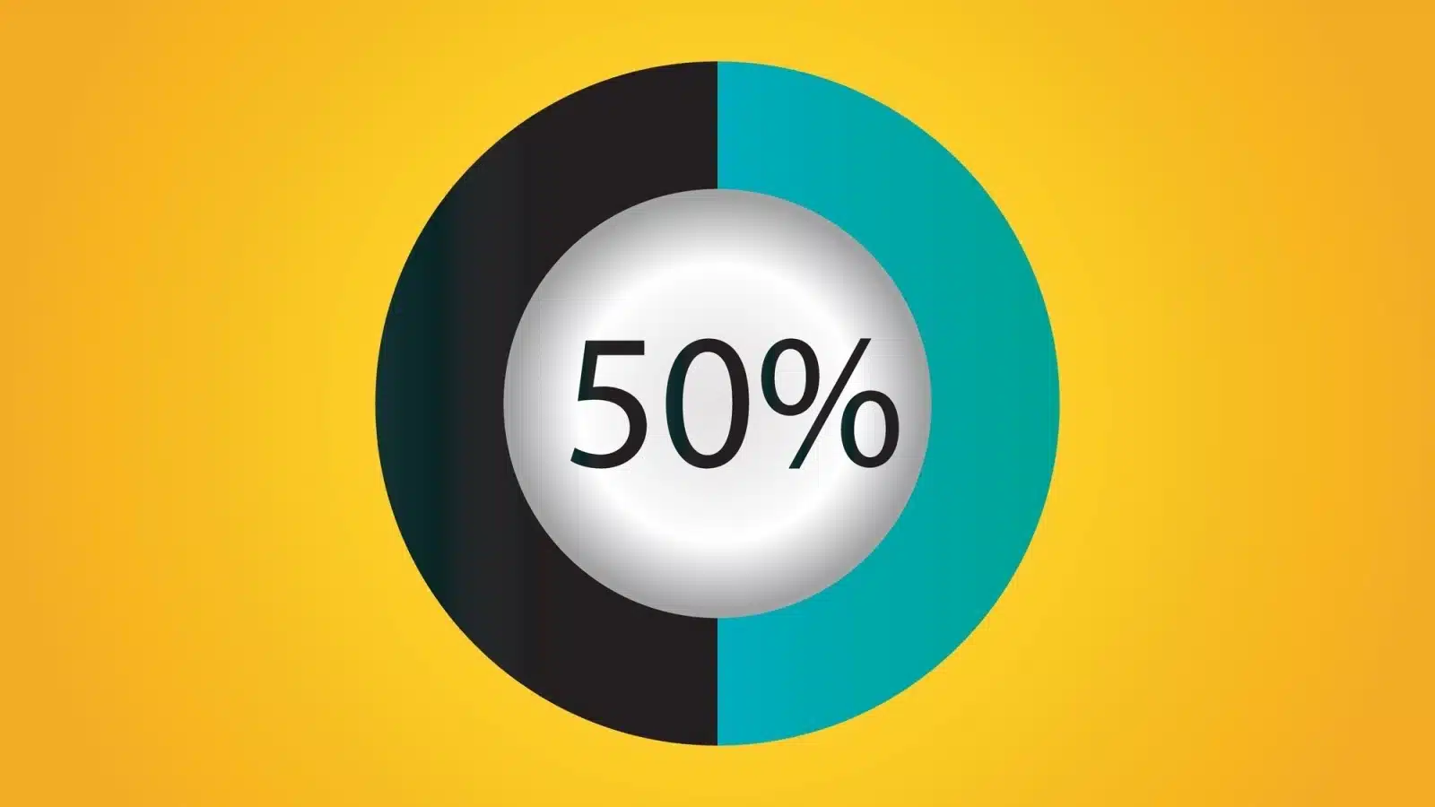Graphic of a circle with a 50/50 split.