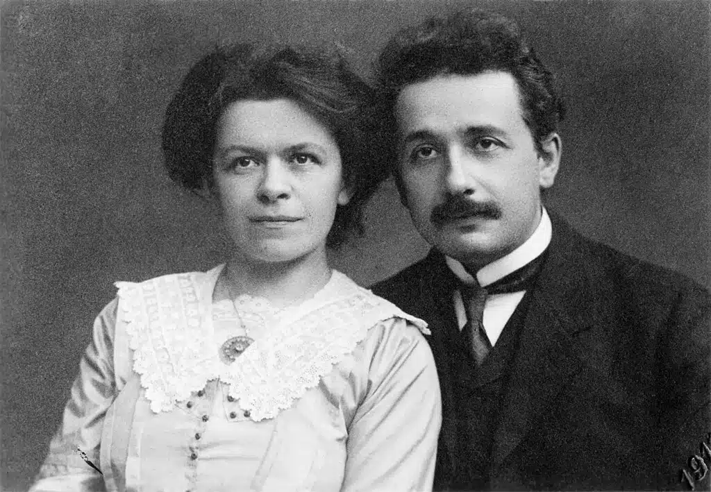 A photo of Mileva Einstein with her husband, Albert Einstein.