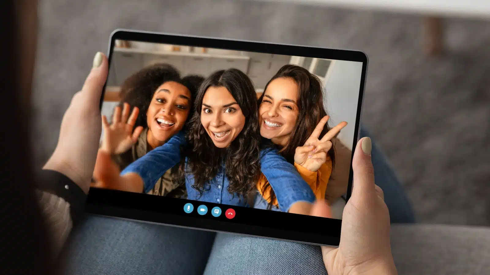 A group of friends on a video chat.
