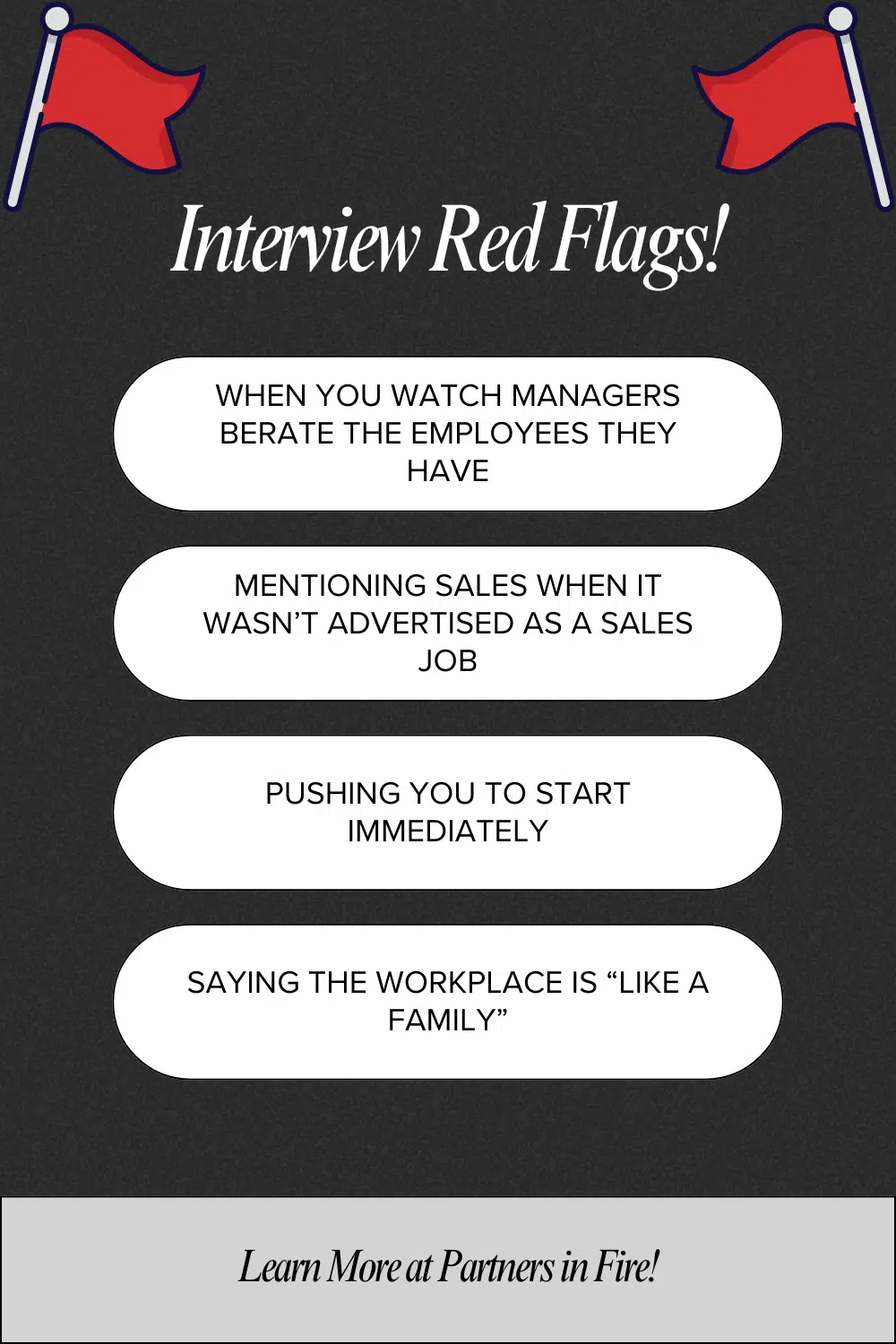Infographic featuring some of the biggest interview red flags.