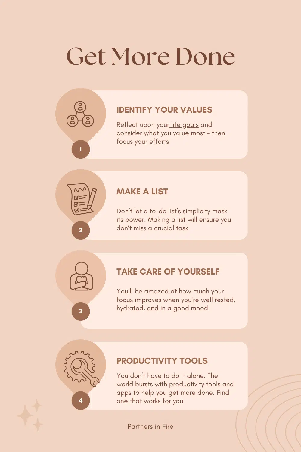 How to get more done infographic listing 4 tips to accomplish more.