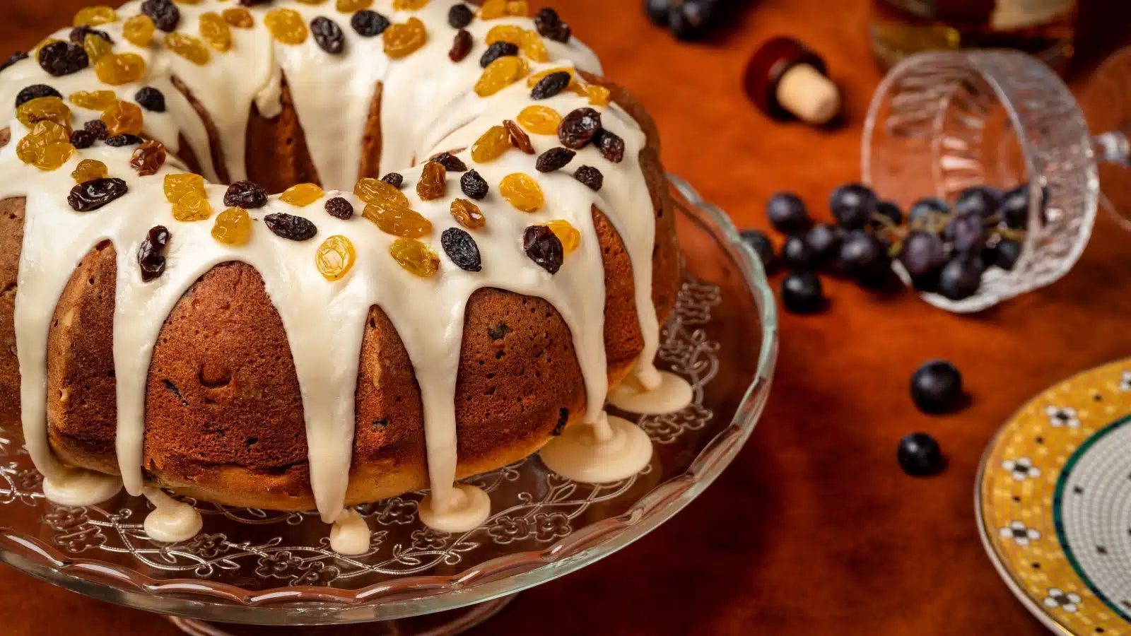 A rum raisin bundt cake.