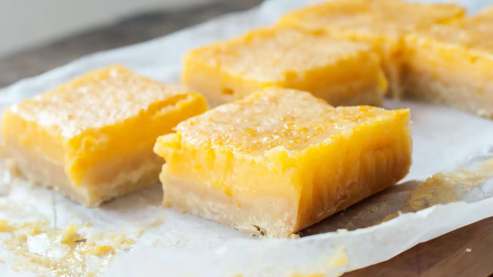 Lemon bars made with Meyer lemons.