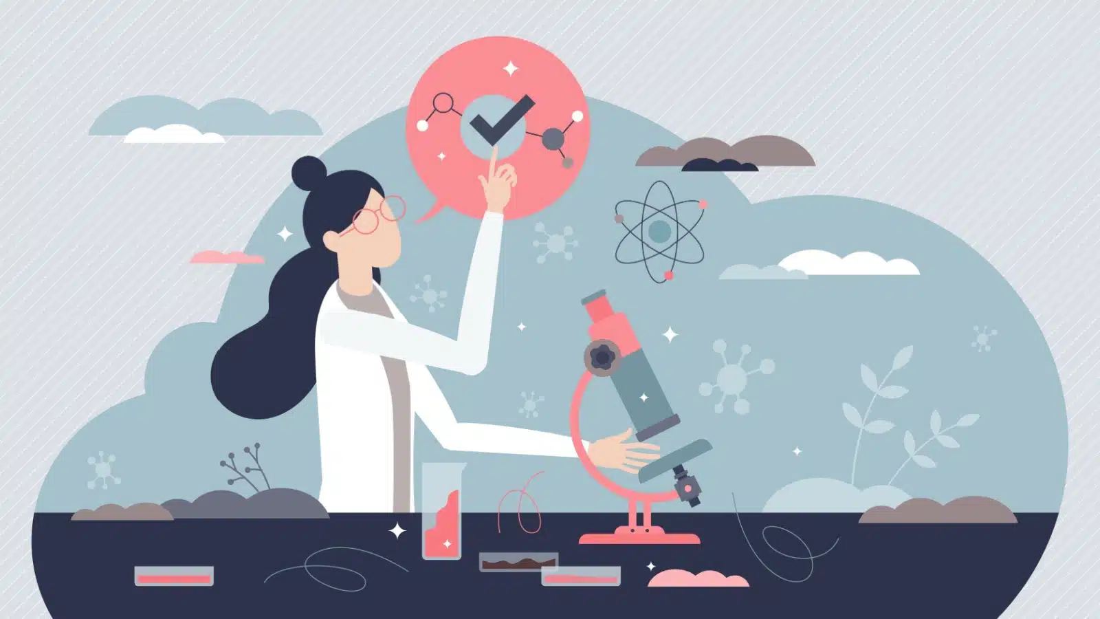 Vector image of a female scientist.