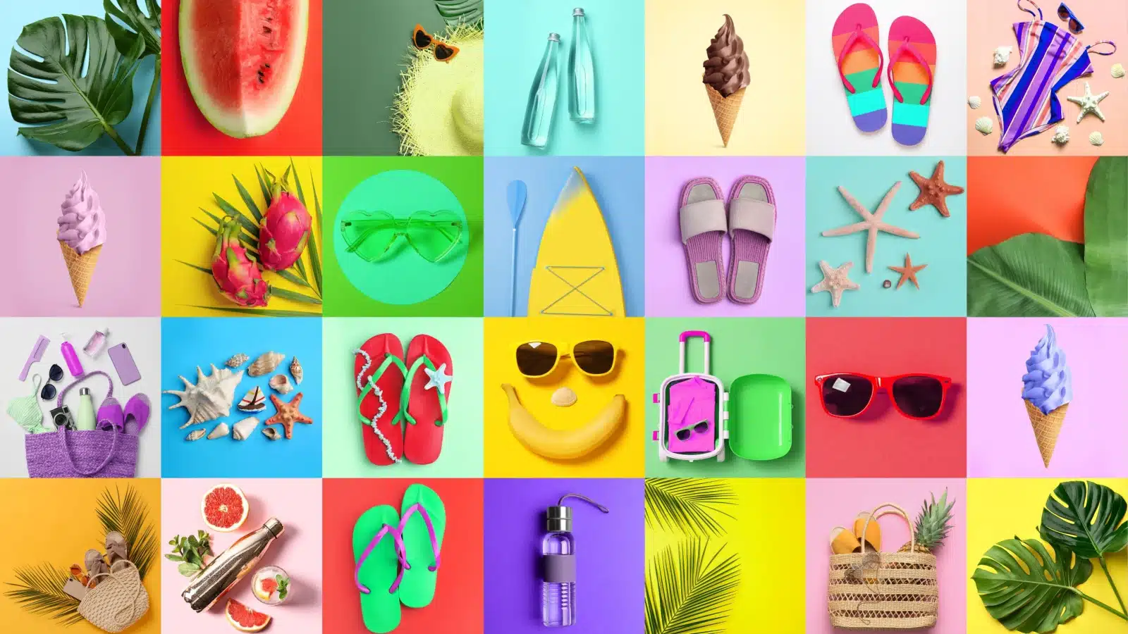 A summer vibes mood board highlighting some of the best parts of the summer season.